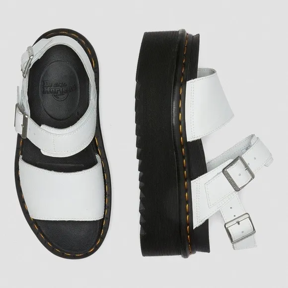 NEW Dr Martens VOSS Hydro White Leather Platform Strap Sandals Woman EU 41 US 9