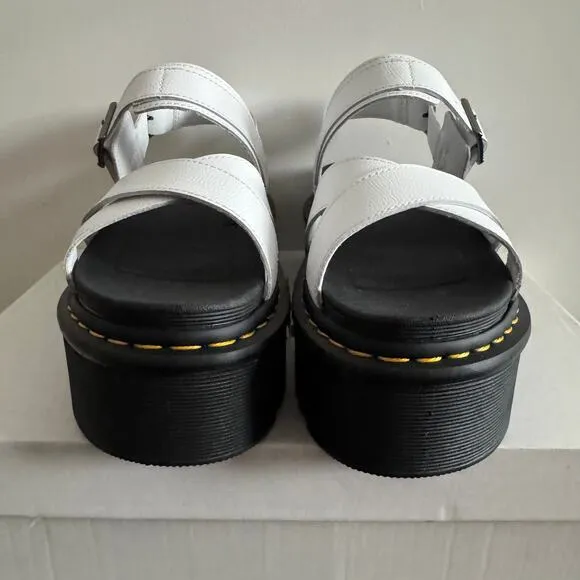 New Dr. Martens Voss II Quad Cross Strap Platform Sandals White Leather Sz 9