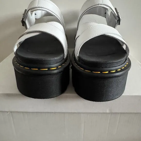 New Dr. Martens Voss II Quad Cross Strap Platform Sandals White Leather Sz 9