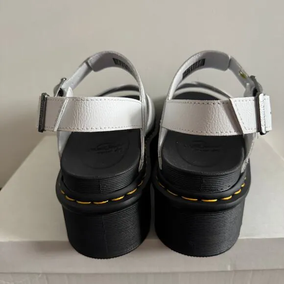 New Dr. Martens Voss II Quad Cross Strap Platform Sandals White Leather Sz 9