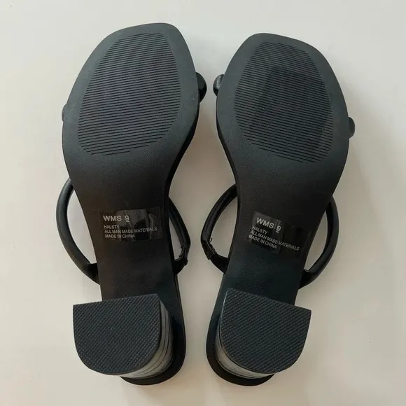 NEW DV Dolce Vita Halsty Sandals Size 9 Black Slip On Double Band Heels NWOT