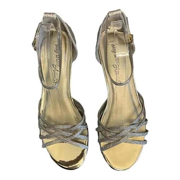 NEW Easy Street Gold Glitter Tarrah Evening Sandals Gold Glitter Elegant Pumps