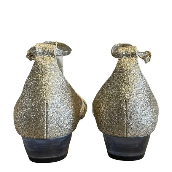 NEW Easy Street Gold Glitter Tarrah Evening Sandals Gold Glitter Elegant Pumps