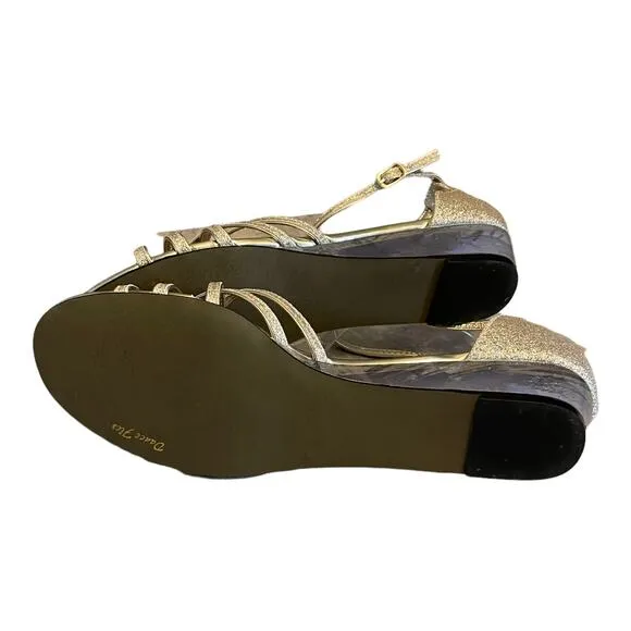 NEW Easy Street Gold Glitter Tarrah Evening Sandals Gold Glitter Elegant Pumps