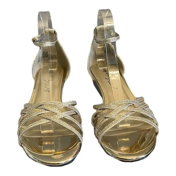 NEW Easy Street Gold Glitter Tarrah Evening Sandals Gold Glitter Elegant Pumps