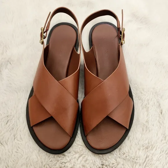 NEW Everlane The City Crossover Brown Leather Sandals