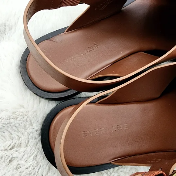 NEW Everlane The City Crossover Brown Leather Sandals