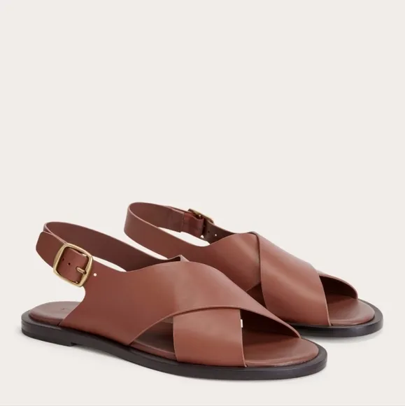 NEW Everlane The City Crossover Brown Leather Sandals