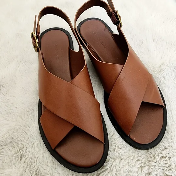 NEW Everlane The City Crossover Brown Leather Sandals