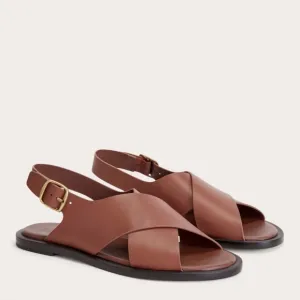 NEW Everlane The City Crossover Brown Leather Sandals