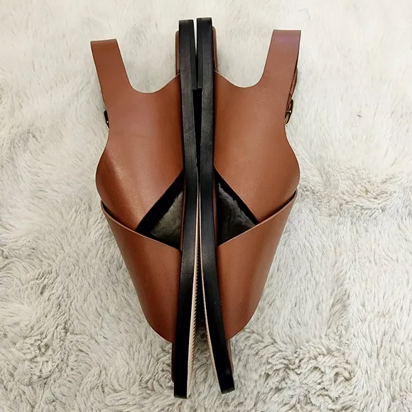 NEW Everlane The City Crossover Brown Leather Sandals