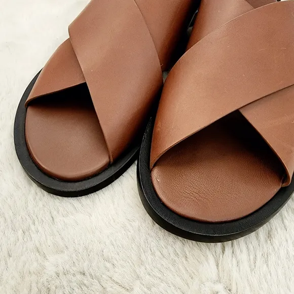 NEW Everlane The City Crossover Brown Leather Sandals