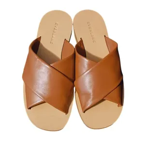 NEW Everlane The Day Crossover Leather Flat Slide Sandals in Sienna Brown Size 5