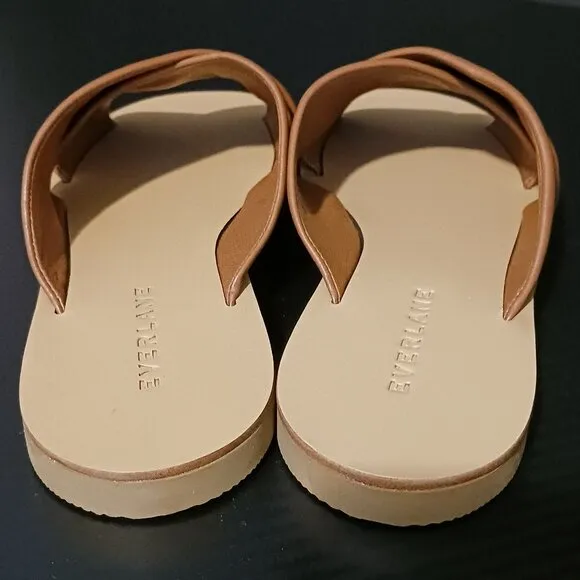 NEW Everlane The Day Crossover Leather Flat Slide Sandals in Sienna Brown Size 5