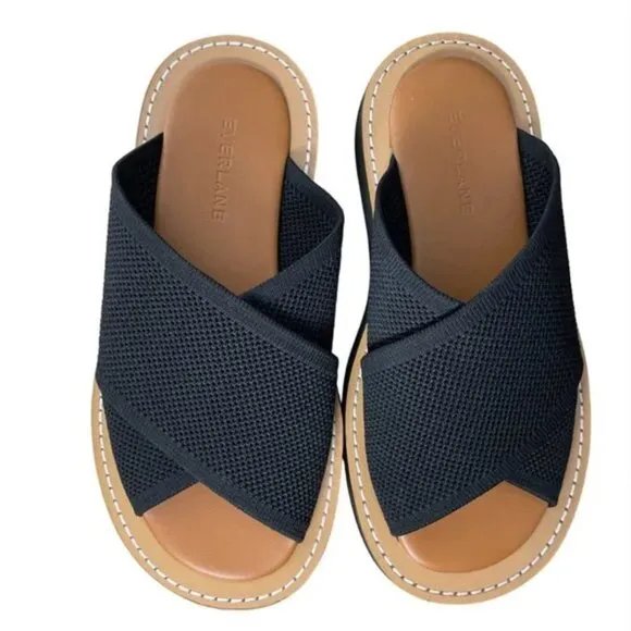 NEW Everlane The ReKnit City Flatform Sandal Womens 5.5 Black