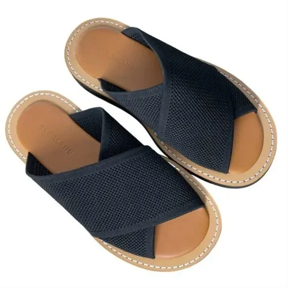 NEW Everlane The ReKnit City Flatform Sandal Womens 5.5 Black
