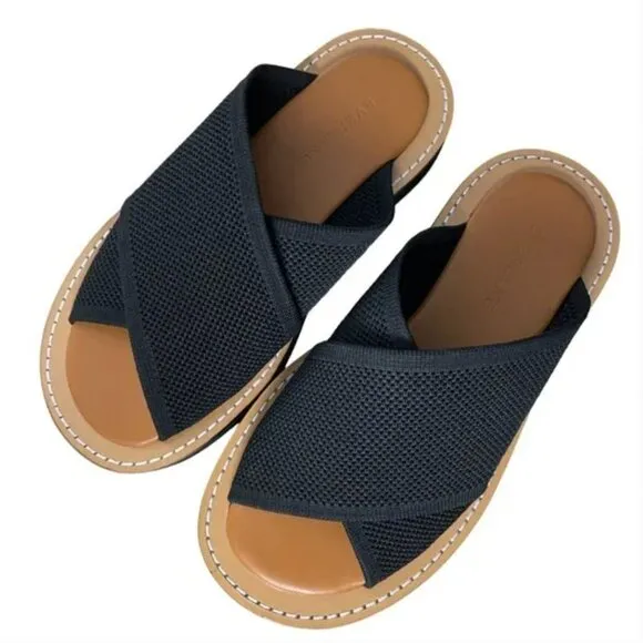NEW Everlane The ReKnit City Flatform Sandal Womens 5.5 Black