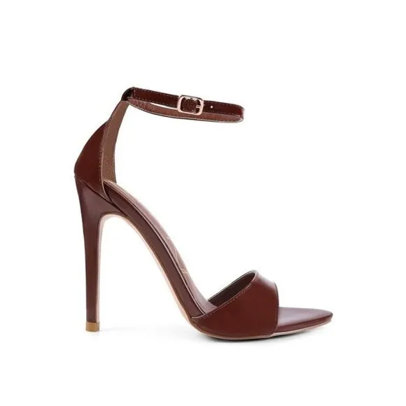 NEW FLAME ANKLE STRAP HIGH HEELED SANDALS- Latte