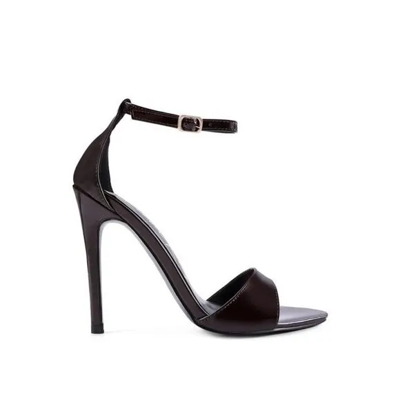 NEW FLAME ANKLE STRAP HIGH HEELED SANDALS- Latte