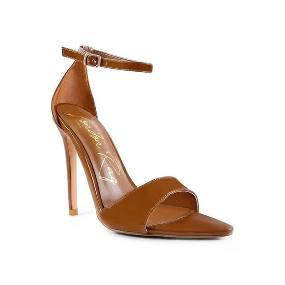 NEW FLAME ANKLE STRAP HIGH HEELED SANDALS- Latte