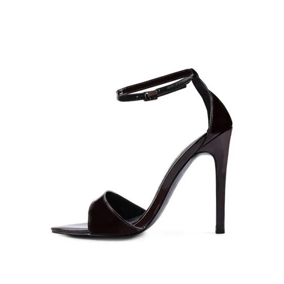 NEW FLAME ANKLE STRAP HIGH HEELED SANDALS- Latte
