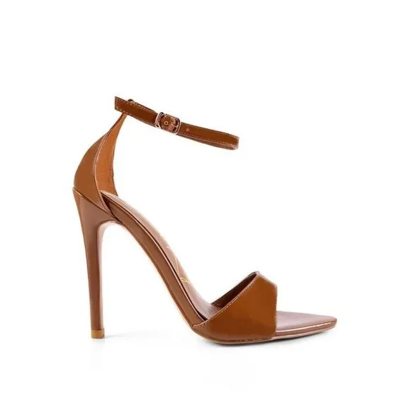 NEW FLAME ANKLE STRAP HIGH HEELED SANDALS- Latte