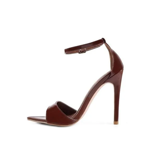 NEW FLAME ANKLE STRAP HIGH HEELED SANDALS- Latte