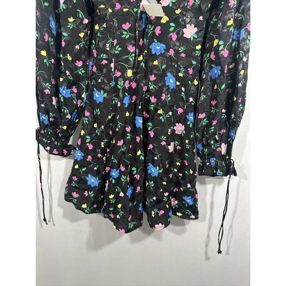 NEW For Love &amp; Lemons [ XS ] Lexy Long Sleeve Mini‎ Dress Floral Black #6295