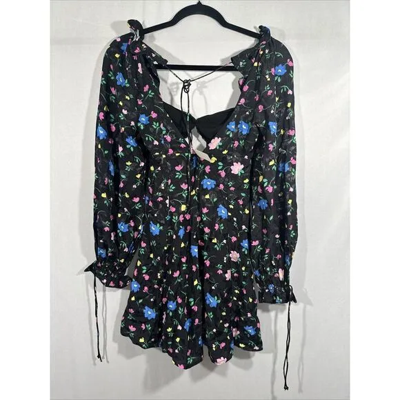 NEW For Love &amp; Lemons [ XS ] Lexy Long Sleeve Mini‎ Dress Floral Black #6295