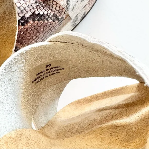 New Free People Siena Snakeskin Sidelines Slide Sandals Size 39/US9