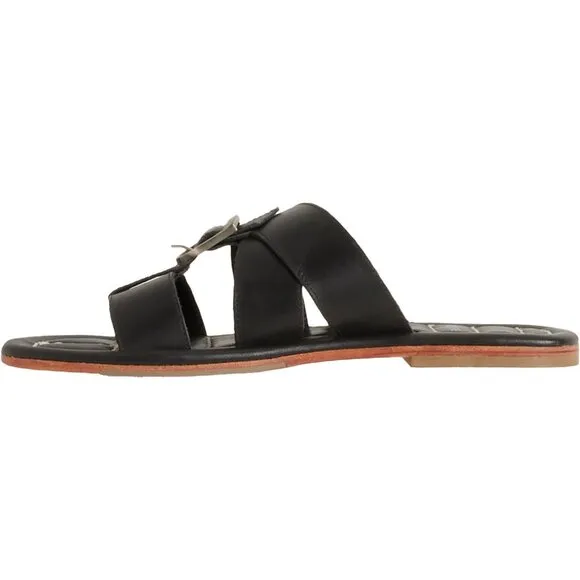 NEW Free People Sloan Buckle Flat Sandals - Leather Stormy Sea For Women 252