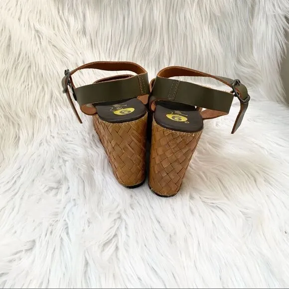 NEW Free People Green Sunflower Wedge Sandals 9