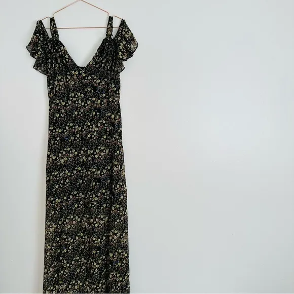 New French Connection Crinkle Floral Cold Shoulder Maxi Dress Boho