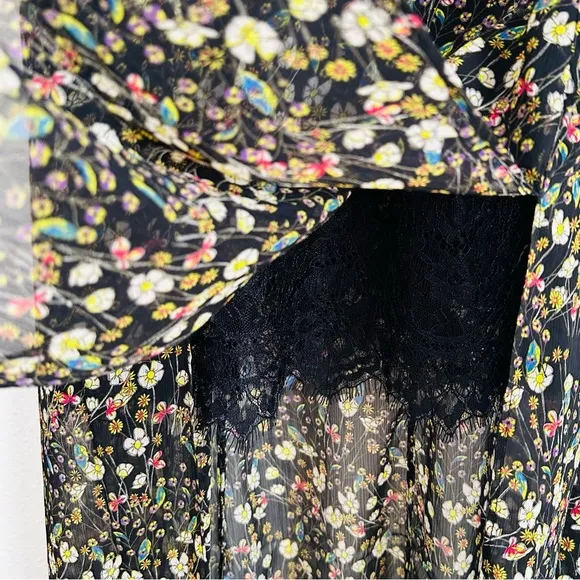 New French Connection Crinkle Floral Cold Shoulder Maxi Dress Boho