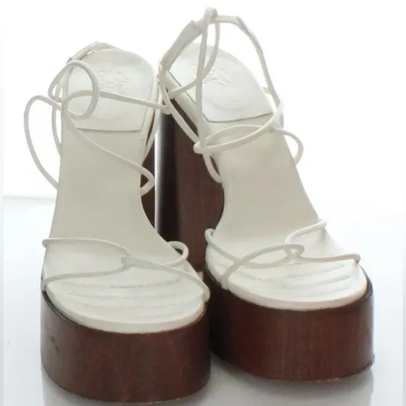 New Gia Borghini RHW Rosie 28 Knotted Platform Sandals‎ white size US 10 / eu 40
