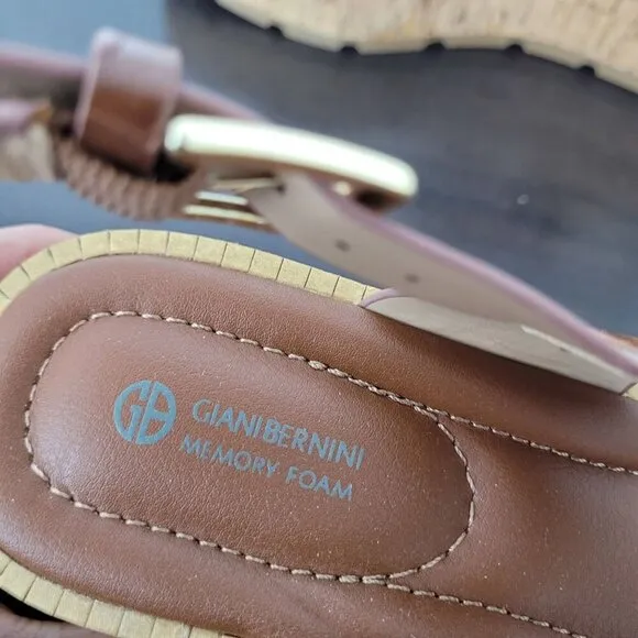 NEW Giani Bernini Harperr Memory Foam Platform  Cinnamon Croc  10 Sandals