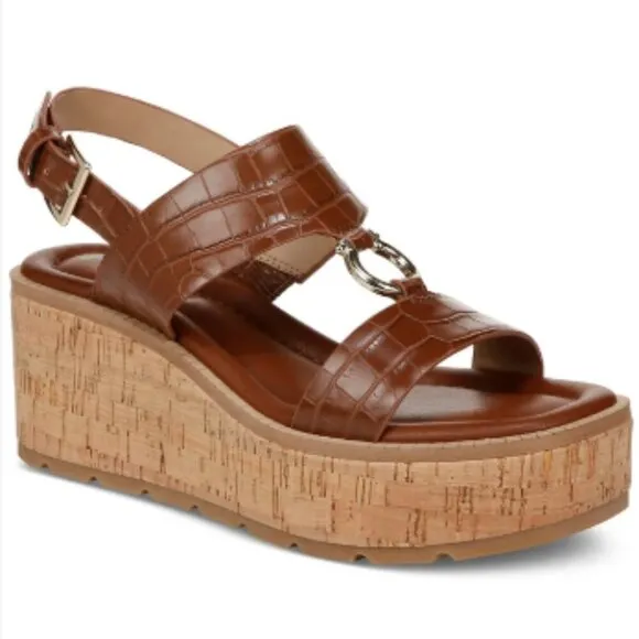 NEW Giani Bernini Harperr Memory Foam Platform  Cinnamon Croc  10 Sandals