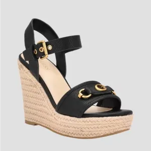 NEW GUESS Hisley Wedge Sandals - Black