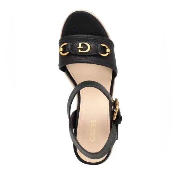 NEW GUESS Hisley Wedge Sandals - Black