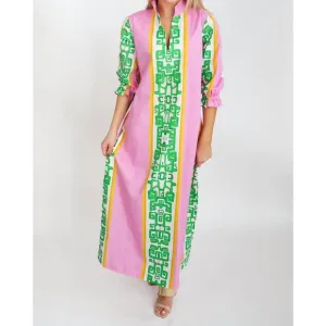 NEW HOUSE OF MBR heiress bouvier long dress in pink/green