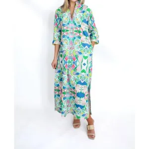 NEW HOUSE OF MBR socialite bouvier long dress in green multi