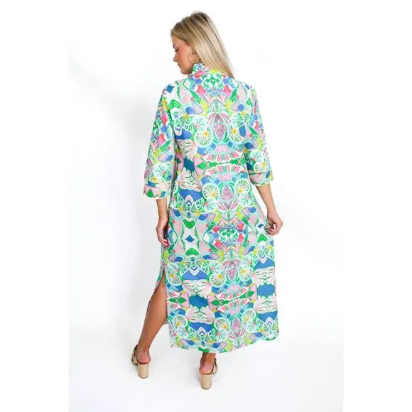 NEW HOUSE OF MBR socialite bouvier long dress in green multi