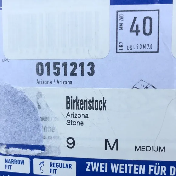 New In Box-Birkenstock Arizona-Stone-Sz 40 (9)-Medium-Narrow Fit