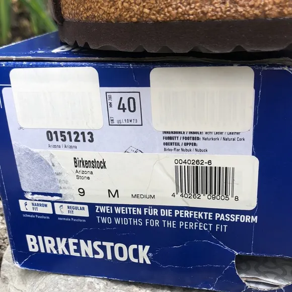 New In Box-Birkenstock Arizona-Stone-Sz 40 (9)-Medium-Narrow Fit