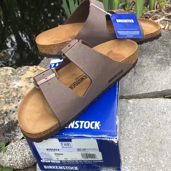 New In Box-Birkenstock Arizona-Stone-Sz 40 (9)-Medium-Narrow Fit