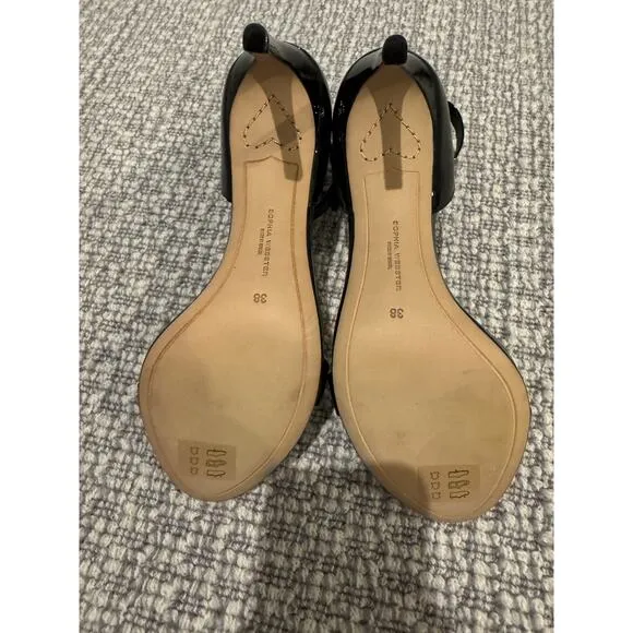 NEW IN BOX Sophia Webster Nicole Patent Mid Heel Sandal Black  $545 Size 38