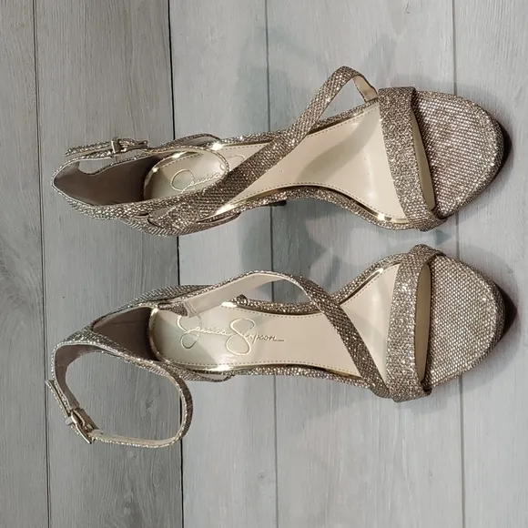 NEW Jessica Simpson Rayli2 Glitter Heels Sandals shoes sz 10M