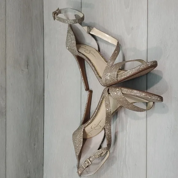 NEW Jessica Simpson Rayli2 Glitter Heels Sandals shoes sz 10M