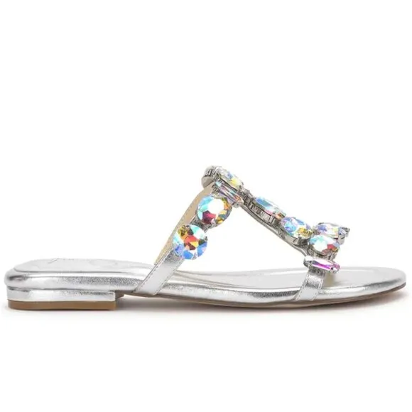 NEW JESSICA SIMPSON women Avimma Flat Sandals silver 253