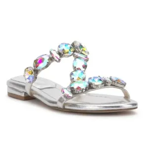 NEW JESSICA SIMPSON women Avimma Flat Sandals silver 253